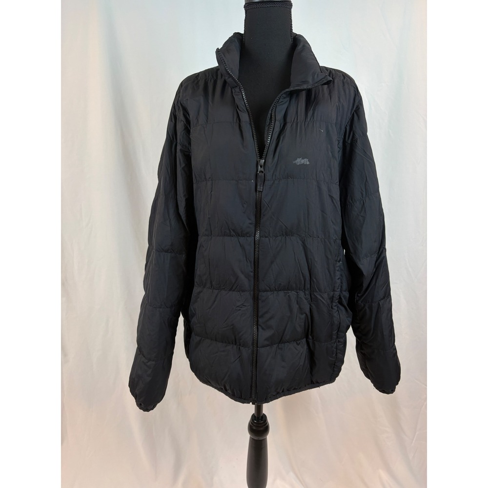 Mens Ultra Light Down Black Quilted Puffer Jacket Full Zip Size XL